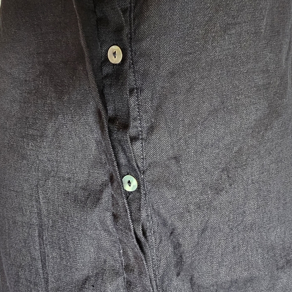 Tahari Black Linen Blend Sleeveless Buttondown V-neck Shirt Dress, EUC, size 2 - Picture 6 of 8